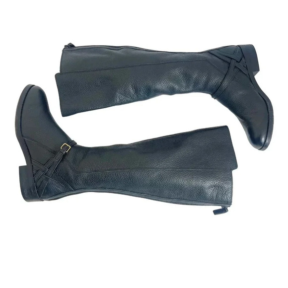 Cole Haan Pearlie Black Pebbled Leather Riding Boot With Buckle Women's Size 5.5 - Picture 1 of 11